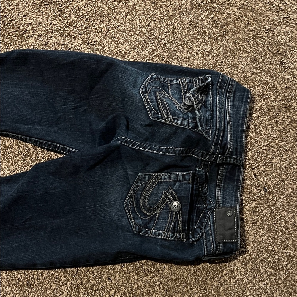 2000s Stylish Dark Blue women’s 28/30 jeans (tight)